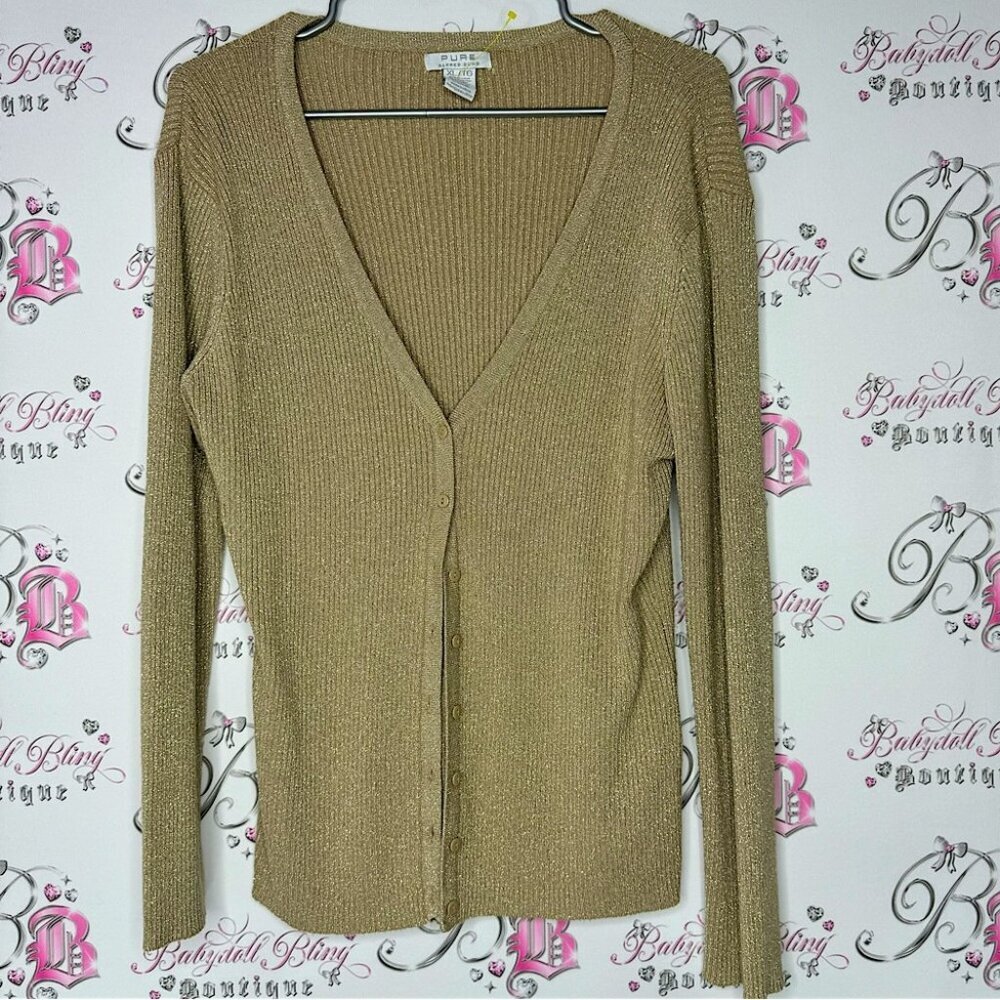 Pure Alfred sung cardigan glitter gold sparkly button up luxe luxury shimmer y2k